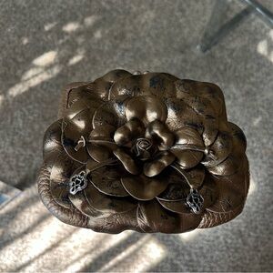 Brighton gold rosette clutch bag with silver chain - vintage